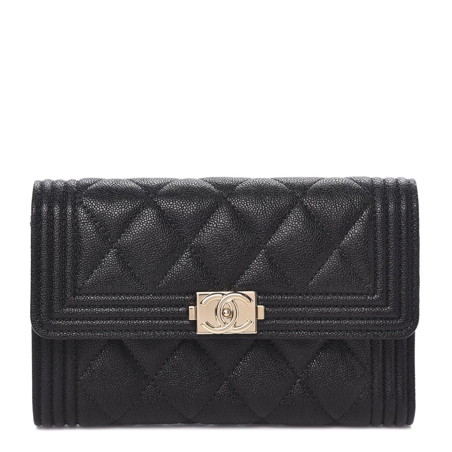 Caviar Quilted Medium Boy Flap Wallet Black