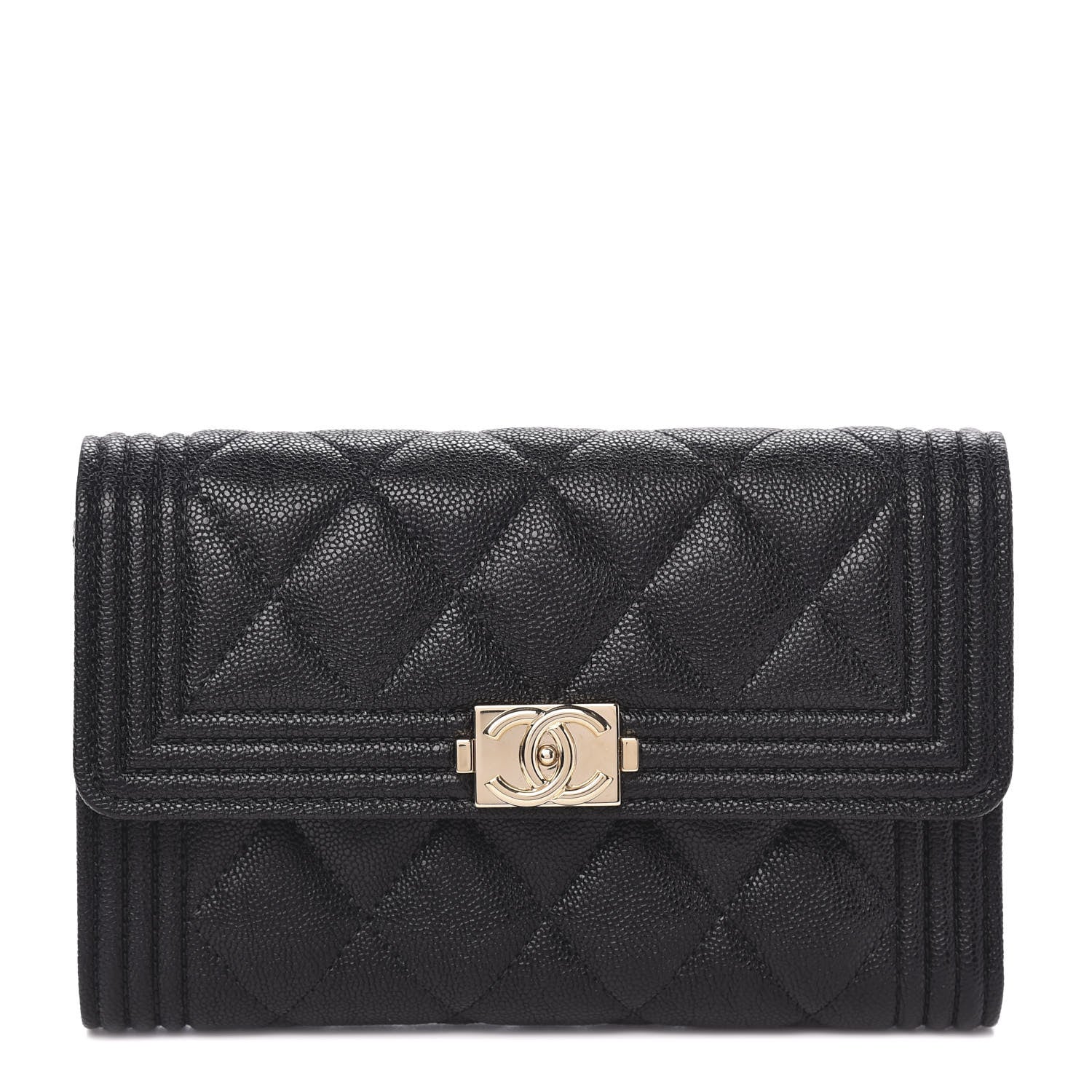 Chanel Caviar Quilted Medium Boy Flap Wallet Black 1 of 9