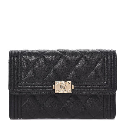 Chanel Caviar Quilted Medium Boy Flap Wallet Black 1 of 9