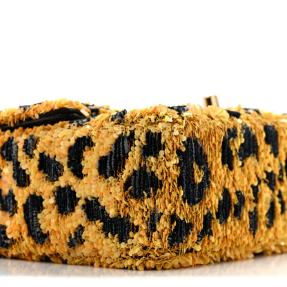 Chanel Sequin Mixed Fibers Leopard Print Mini Rectangular Flap Black Orange 9 of 12