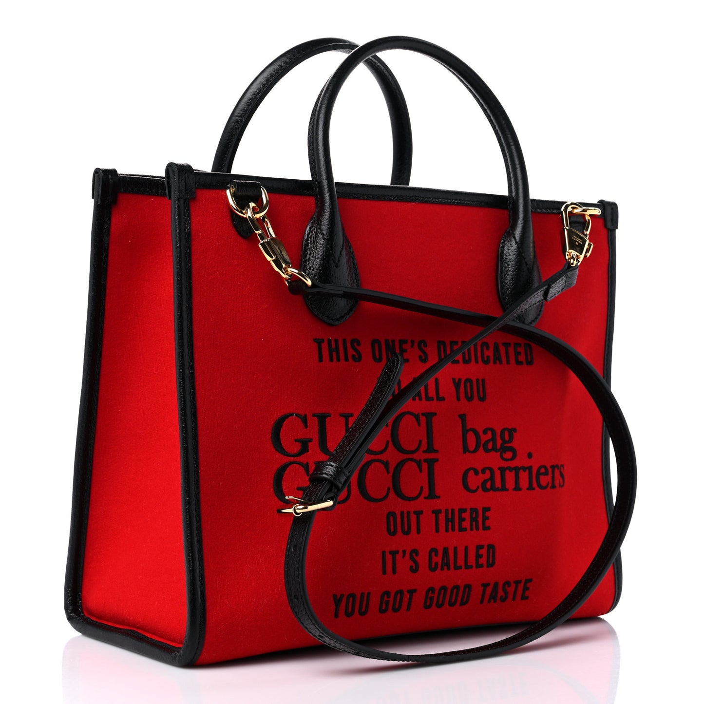 Felt Calfskin Script Logo Gucci 100 Small Shopping Tote Bright Hibiscus Black Azure