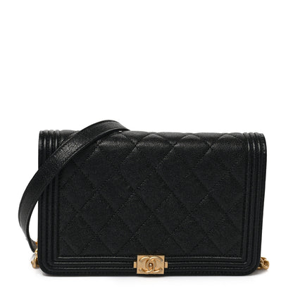 Chanel Caviar Quilted Boy Wallet On Chain WOC Black 1 of 9