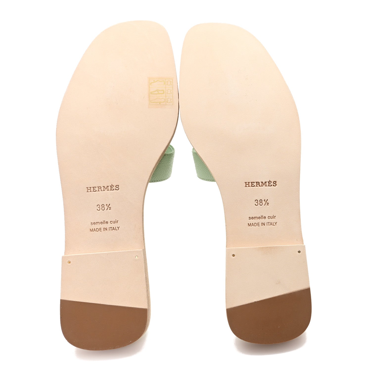 Hermes Epsom Oran Sandals 38.5 Vert Jade 6 of 10