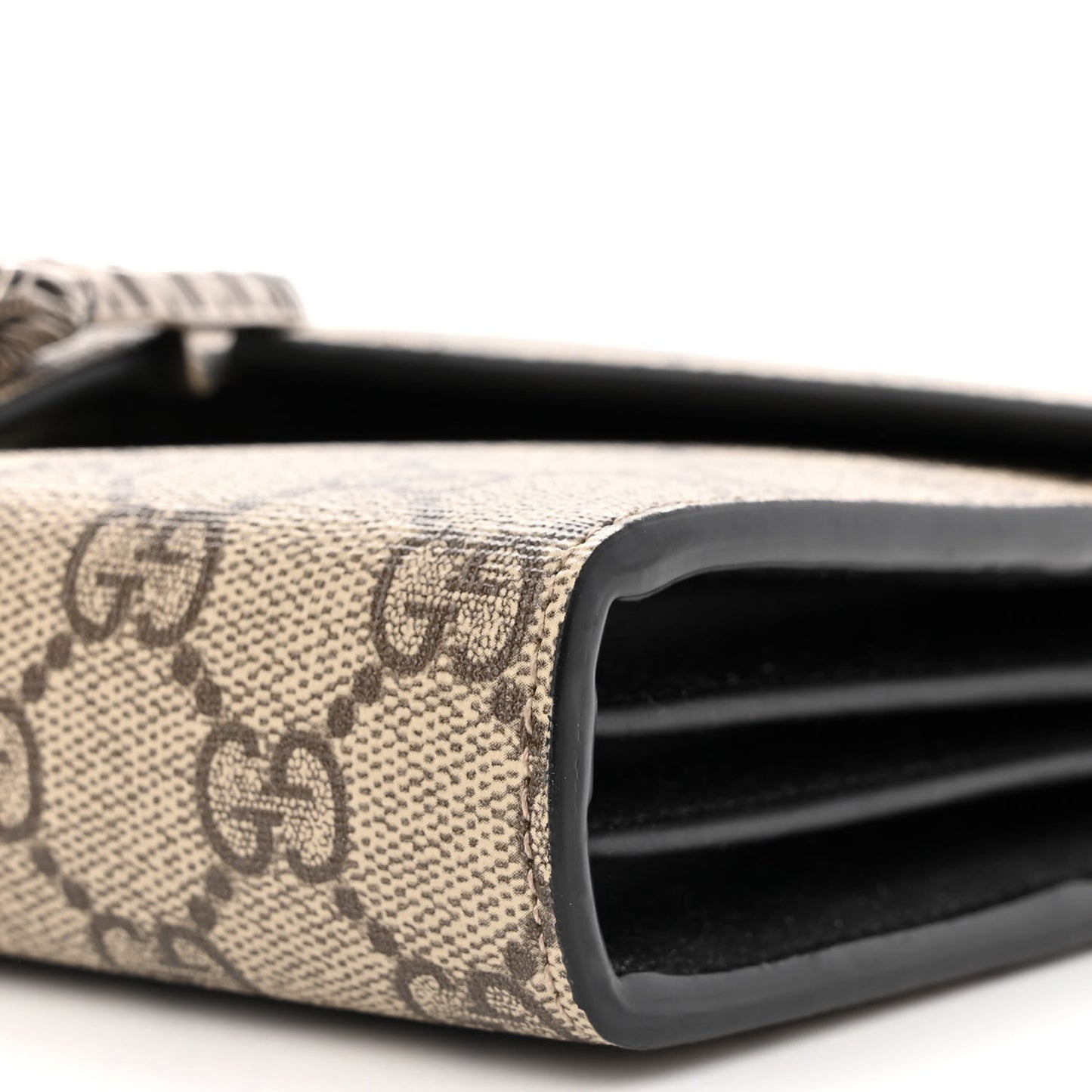 GG Supreme Monogram Mini Dionysus Chain Wallet Beige Black