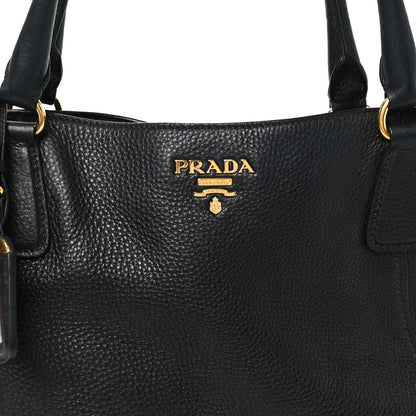 Prada Vitello Daino Side Pocket Tote Black 7 of 9