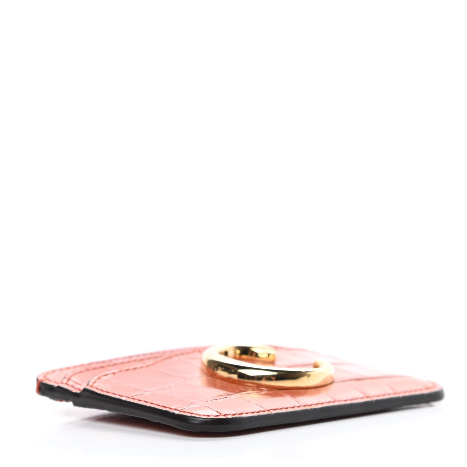Chloe Crocodile Embossed Calfskin C Card Holder Brown 4 of 10