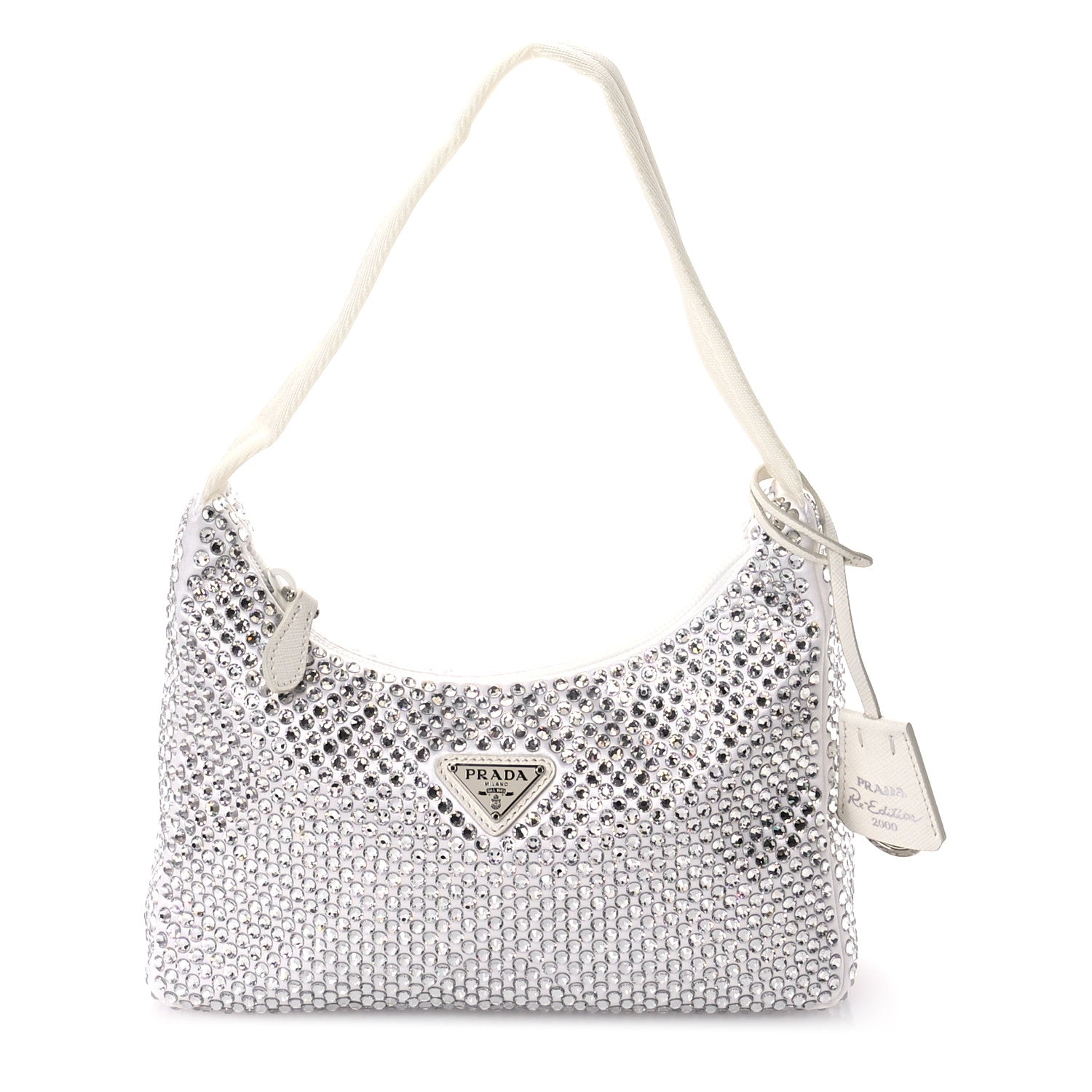 Prada Satin Crystal Mini Re-Edition 2000 Bag White 1 of 11