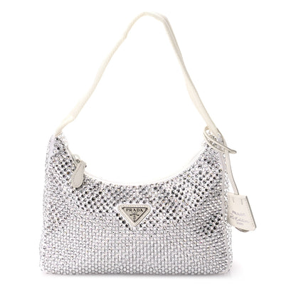 Prada Satin Crystal Mini Re-Edition 2000 Bag White 1 of 11