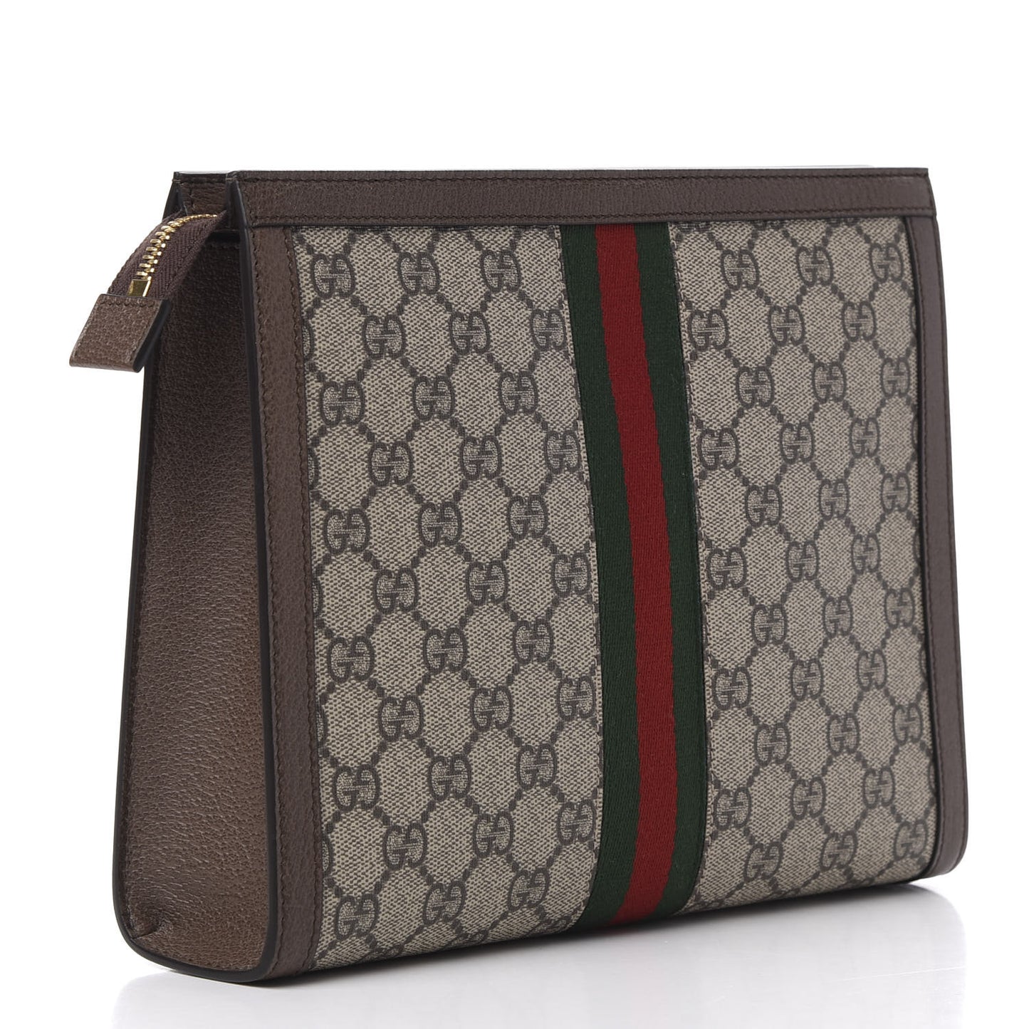 GG Supreme Monogram Web Ophidia Pouch Brown