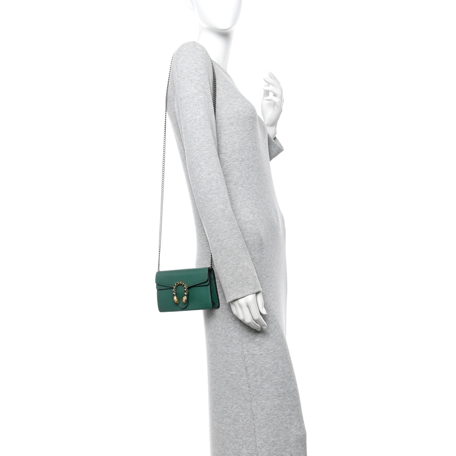 Gucci Dollar Calfskin Crystal Super Mini Dionysus Shoulder Bag Emerald 2 of 9