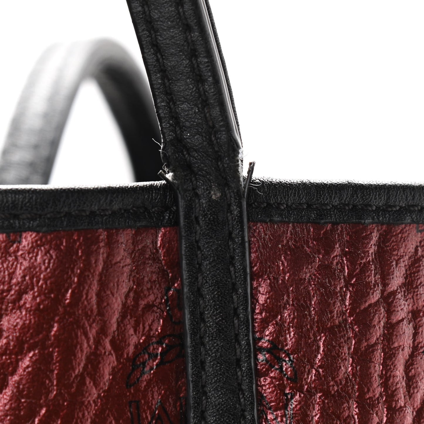 Metallic Visetos Medium Kira North South Shopper Tote Scooter Red