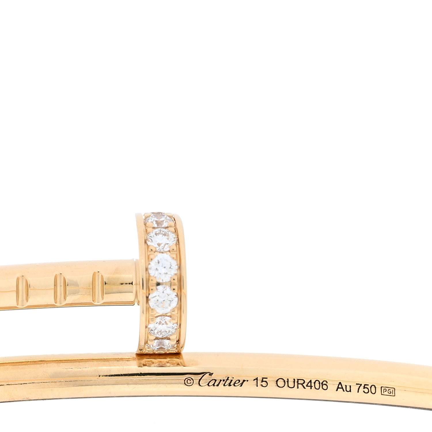 Cartier 18K Yellow Gold Diamond Small Juste Un Clou Bracelet 15 3 of 4