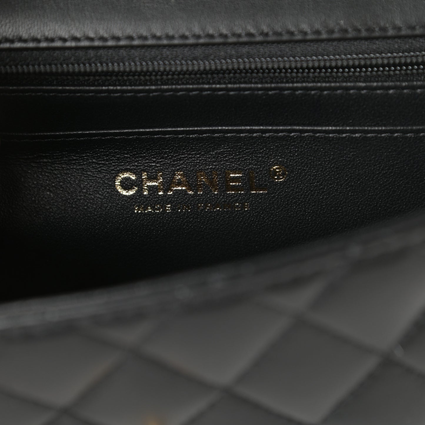 Lambskin Quilted Mini Top Handle Rectangular Flap Black