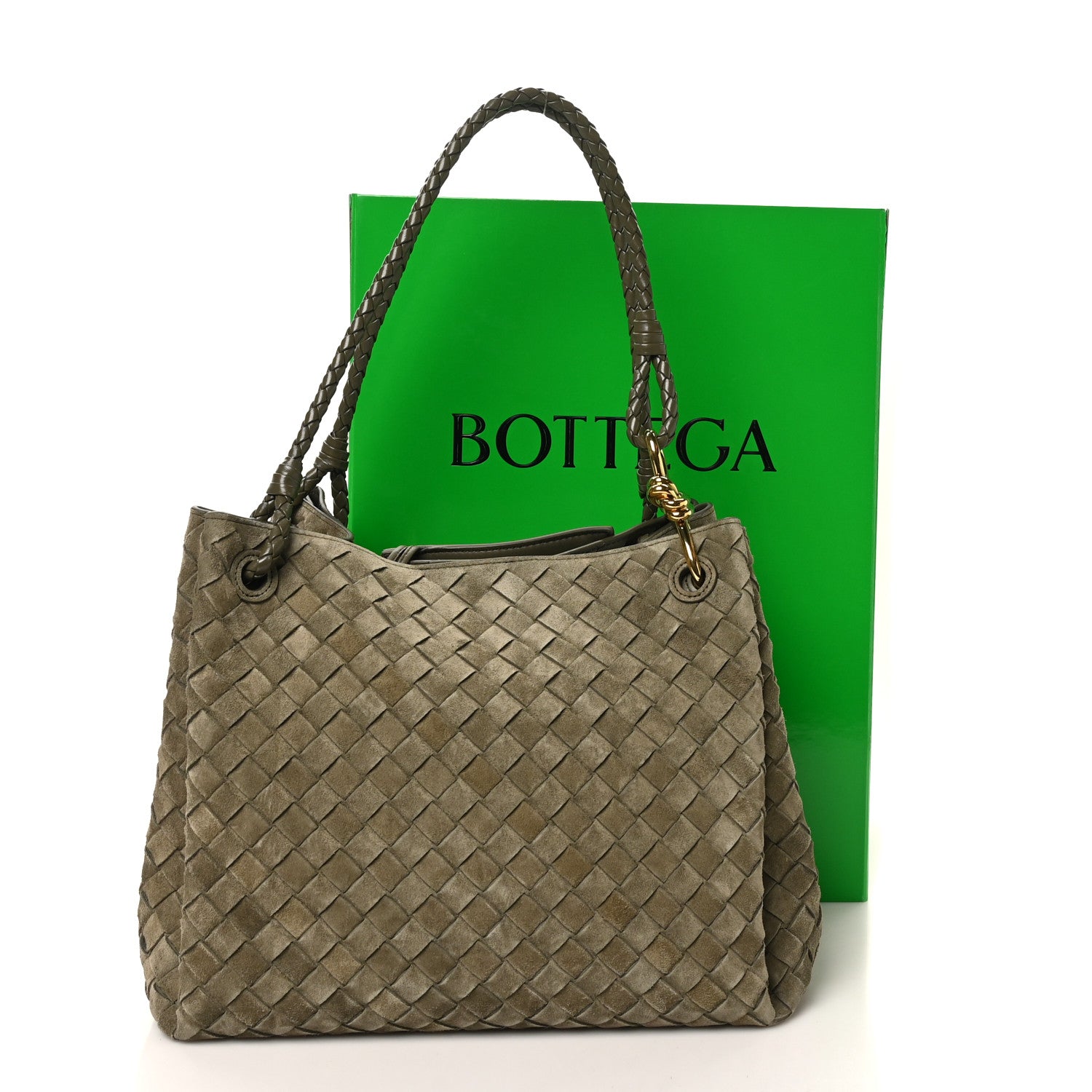 Bottega Veneta Suede Intrecciato Large Andiamo Parachute Shoulder Bag Cypress 11 of 11