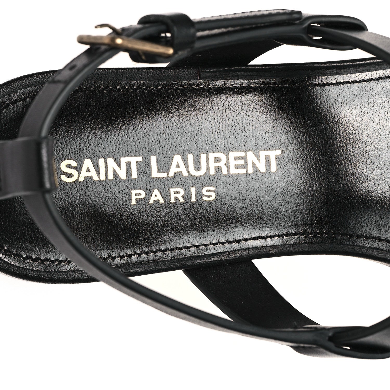 Saint Laurent Calfskin Cassandra Monogram Sandals 37.5 Black 8 of 10