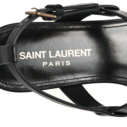 Saint Laurent Calfskin Cassandra Monogram Sandals 37.5 Black 8 of 10