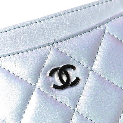 Chanel Iridescent Lambskin Quilted Card Holder Light Blue 7 of 8