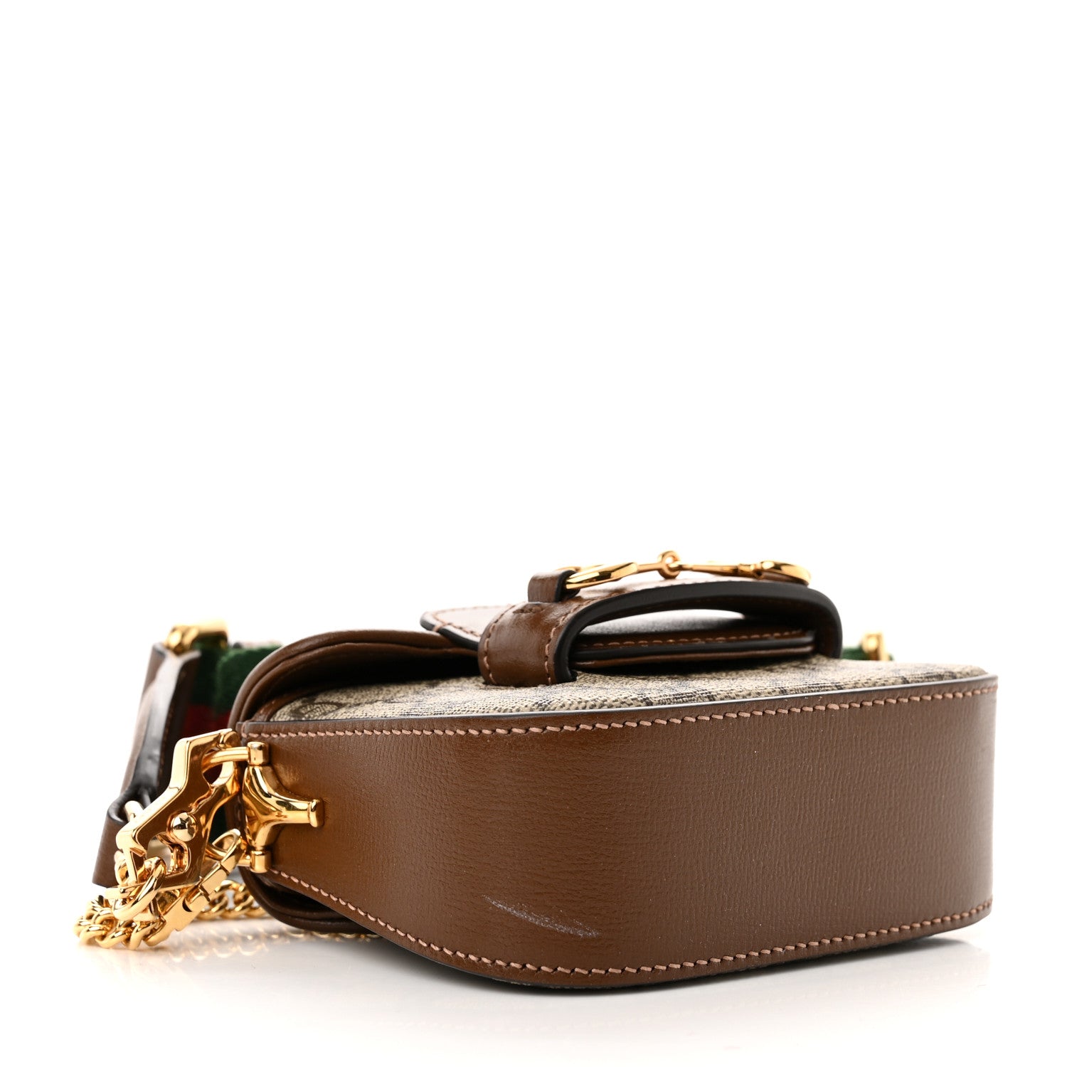 Gucci GG Supreme Monogram Azalea Calfskin Web Horsebit 1955 Wallet On Strap Beige Ebony Brown Sugar 4 of 11
