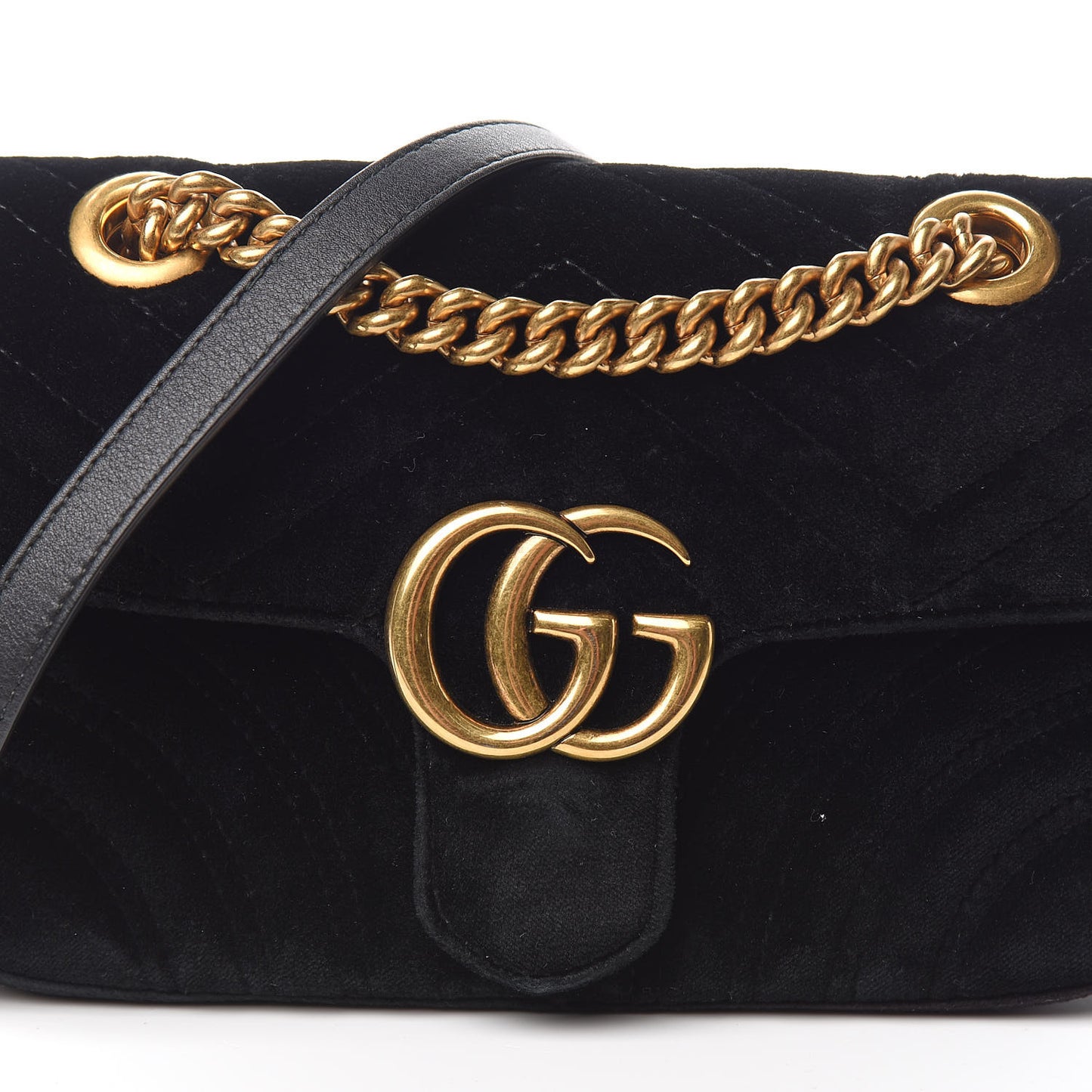 Velvet Matelasse Mini GG Marmont Shoulder Bag Black