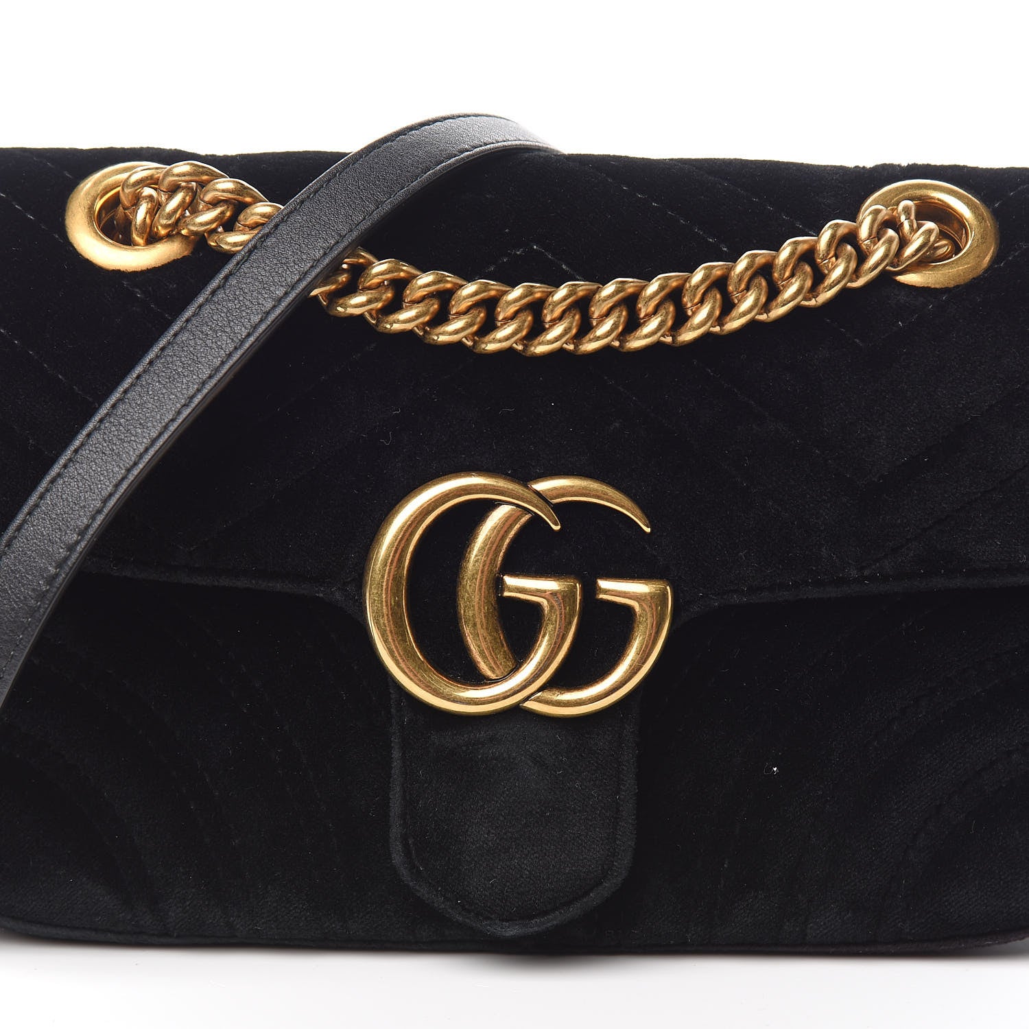 Gucci Velvet Matelasse Mini GG Marmont Shoulder Bag Black 7 of 9