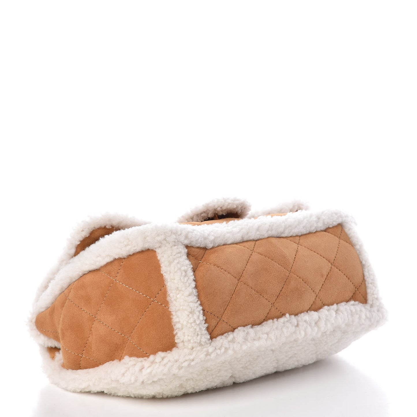 Shearling Lambskin Quilted Coco Neige Single Flap Beige