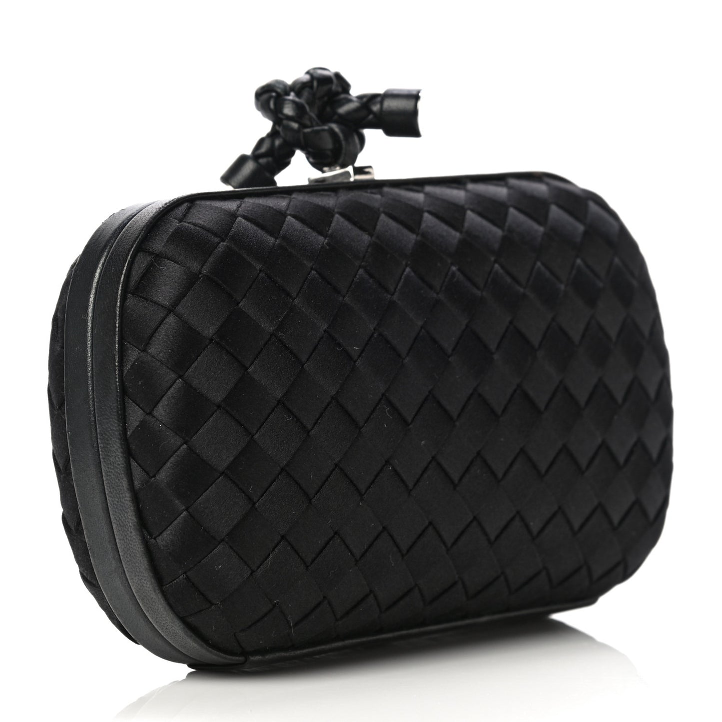 Satin Intreccio Impero Knot Clutch Black
