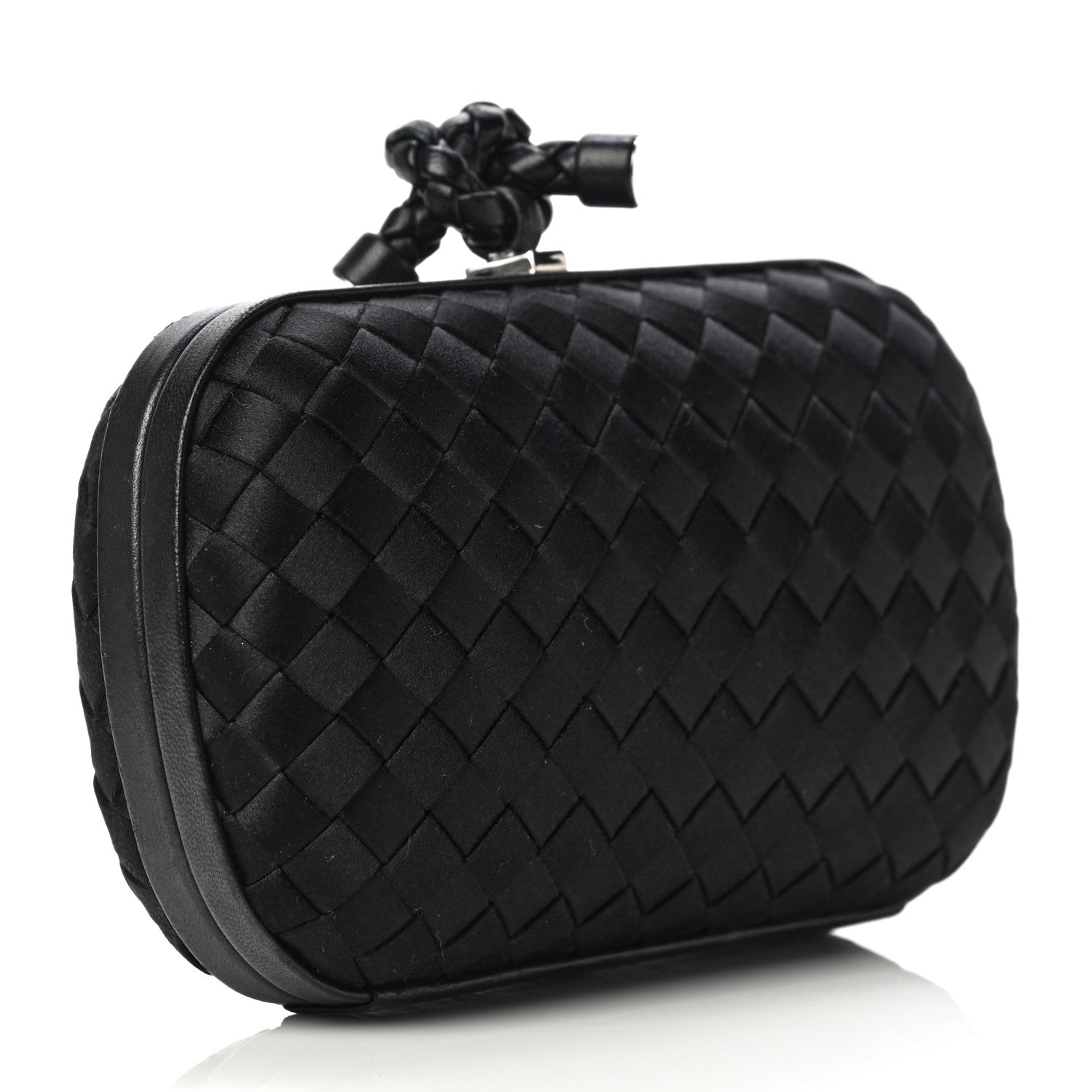 Bottega Veneta Satin Intreccio Impero Knot Clutch Black 3 of 9
