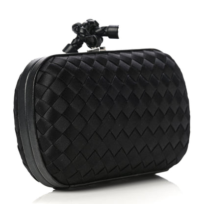 Bottega Veneta Satin Intreccio Impero Knot Clutch Black 3 of 9
