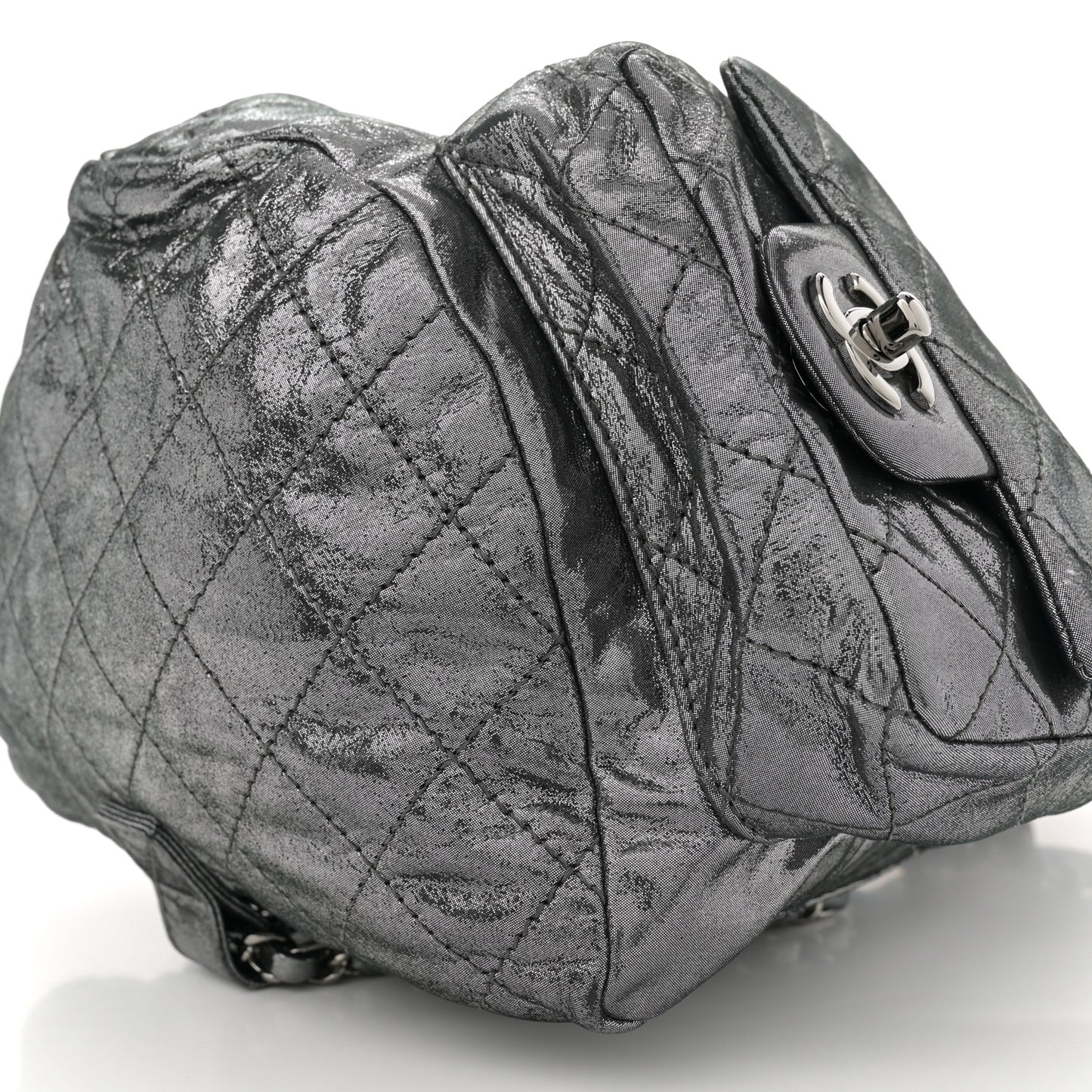 Iridescent Calfskin Backpack Is Back Dark Grey