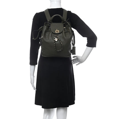 Valentino Garavani Pebbled Calfskin Rockstud Backpack Army Green 2 of 15
