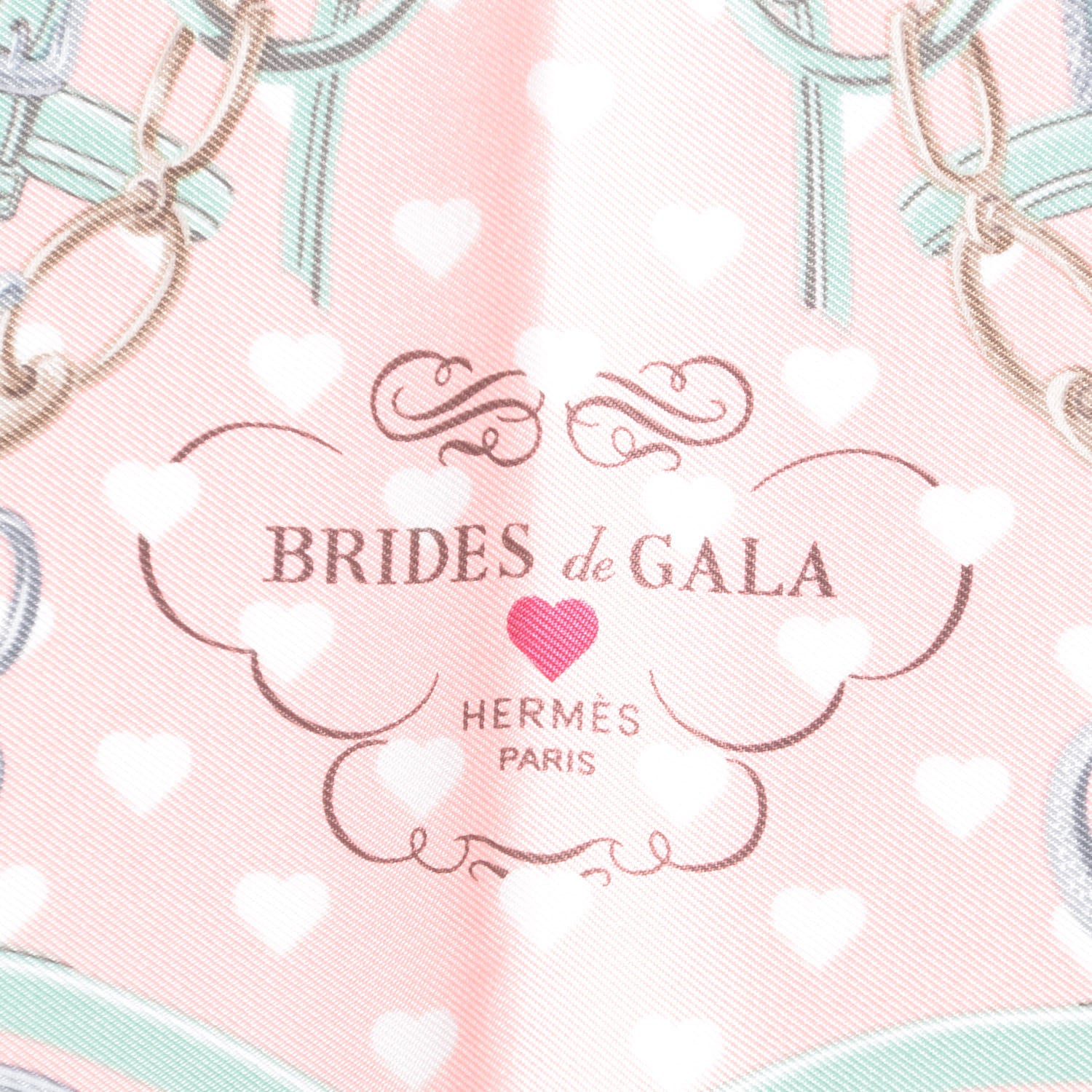 Hermes Silk Brides De Gala Love Pocket Square Beige Rose Dragee Vert Amande 4 of 5