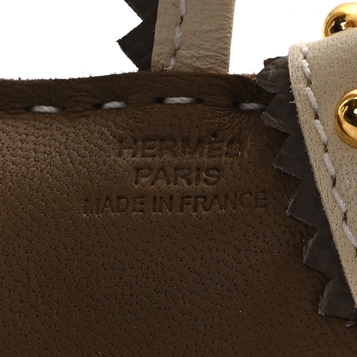 Hermes Milo Lambskin Epsom Shearling Budy Apic Charm Ecru Etoupe