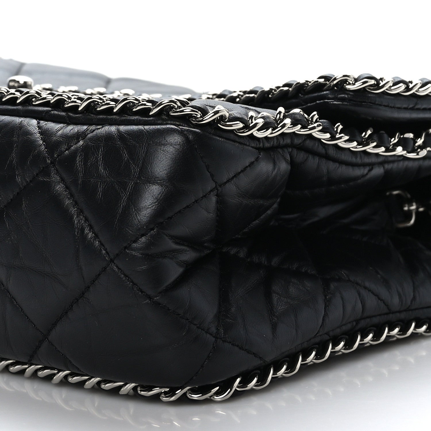 Chanel Crumpled Calfskin Medium Chain All Over Flap Black 9 of 9