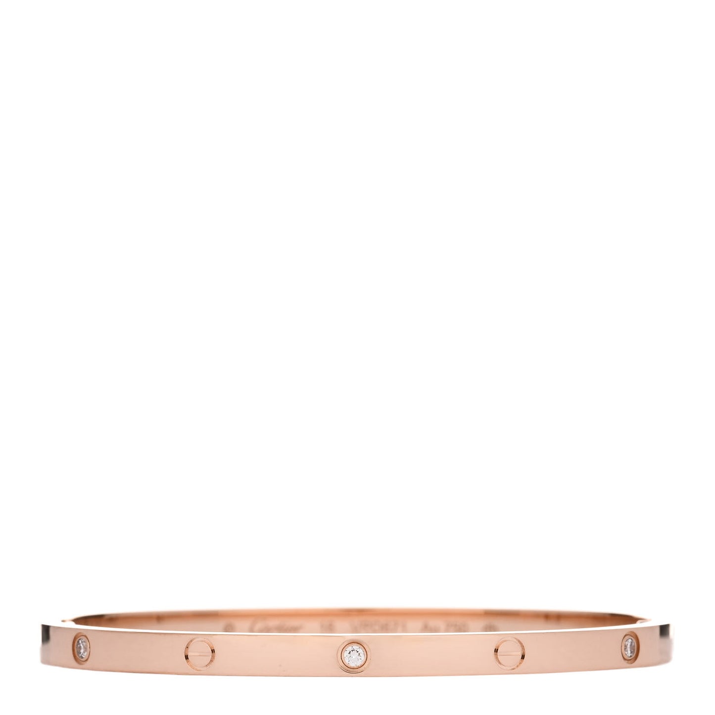 18K Pink Gold 6 Diamond Small LOVE Bracelet 16