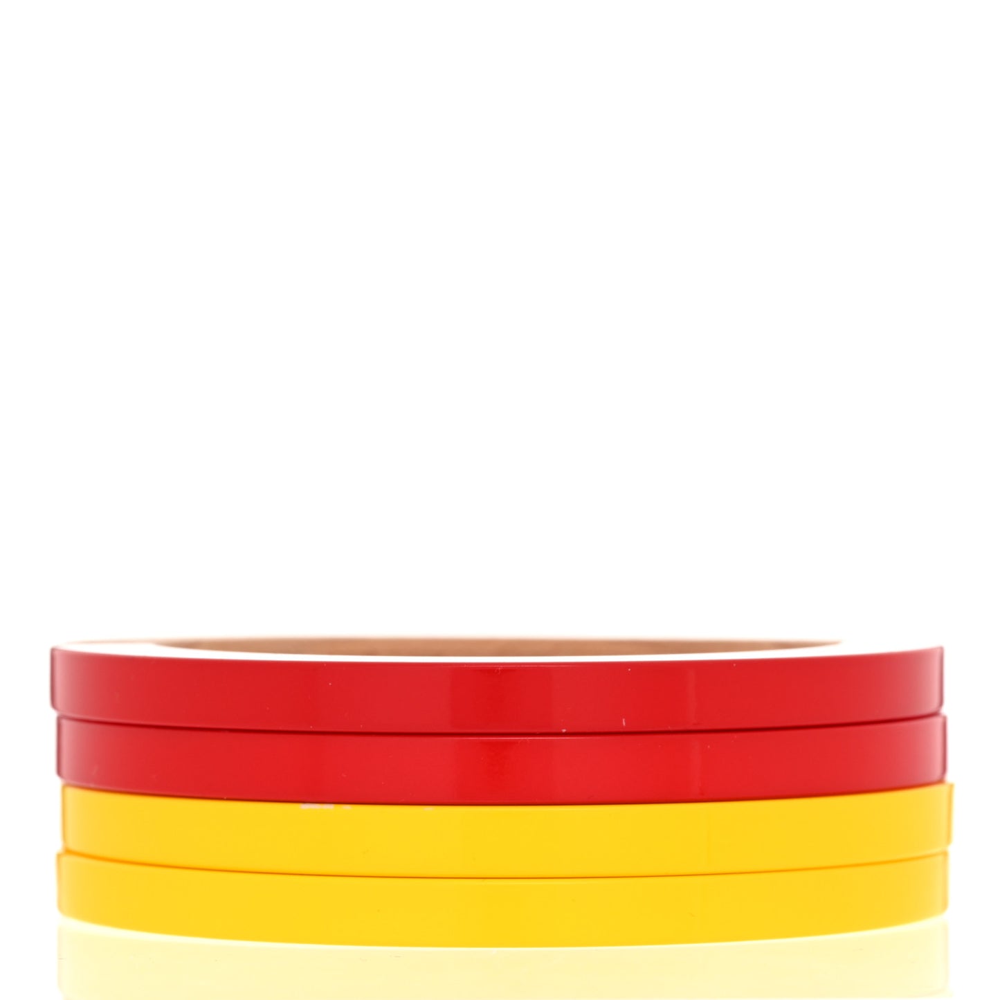 Lacquer Wood Crystal Bangle Bracelet Set of 4 Yellow Red