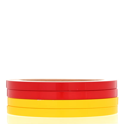 Louis Vuitton Lacquer Wood Crystal Bangle Bracelet Set of 4 Yellow Red 3 of 9