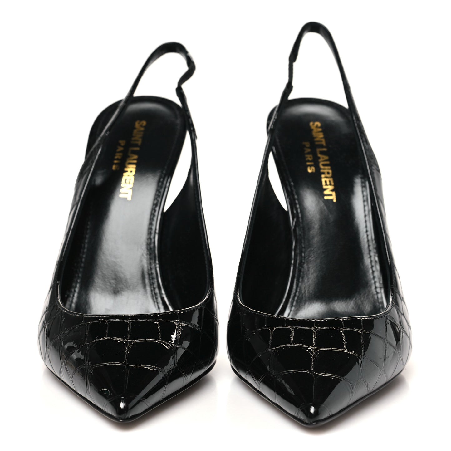 Patent Crocodile Embossed Opyum 110 Slingback Pumps 37 Black