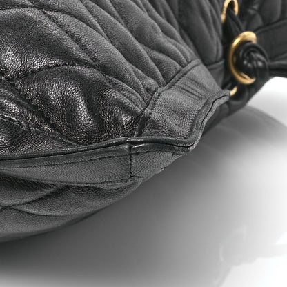 Saint Laurent Lambskin Quilted Pochon Drawstring Tote Bag Black 10 of 10