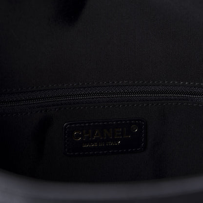 Chanel Lambskin Quilted Drawstring Shopping Bag Black 9 of 11