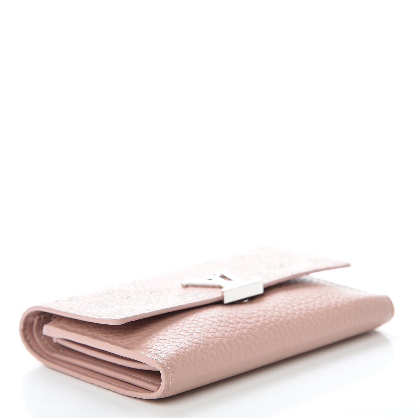 Taurillon Perforated Capucines Compact Wallet Magnolia
