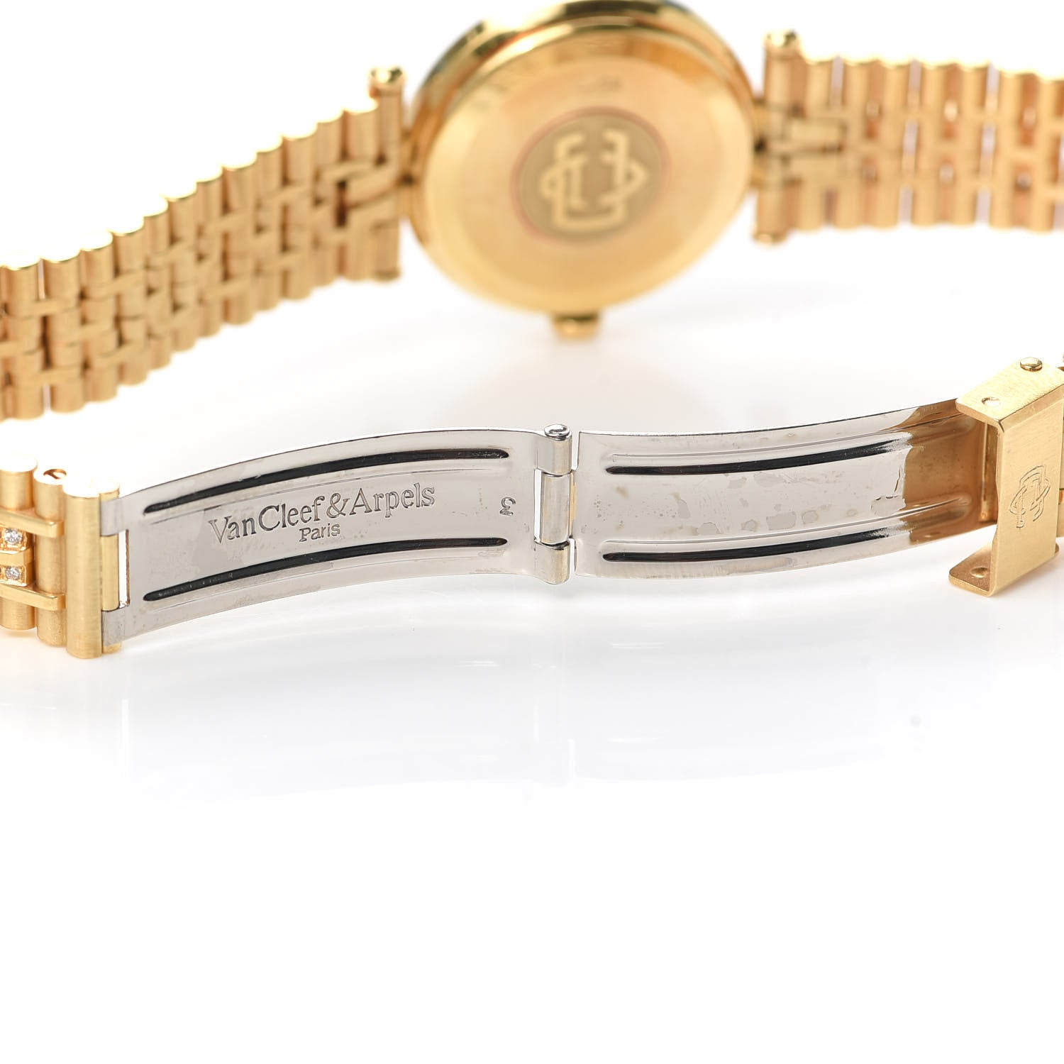 Van Cleef & Arpels 18K Yellow Gold Diamond Bezel 24mm Classic Quartz Watch 5 of 5