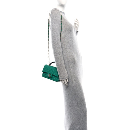 Chanel Lambskin Quilted Bi-Color Mini Top Handle Rectangular Flap Green Dark Blue 2 of 10