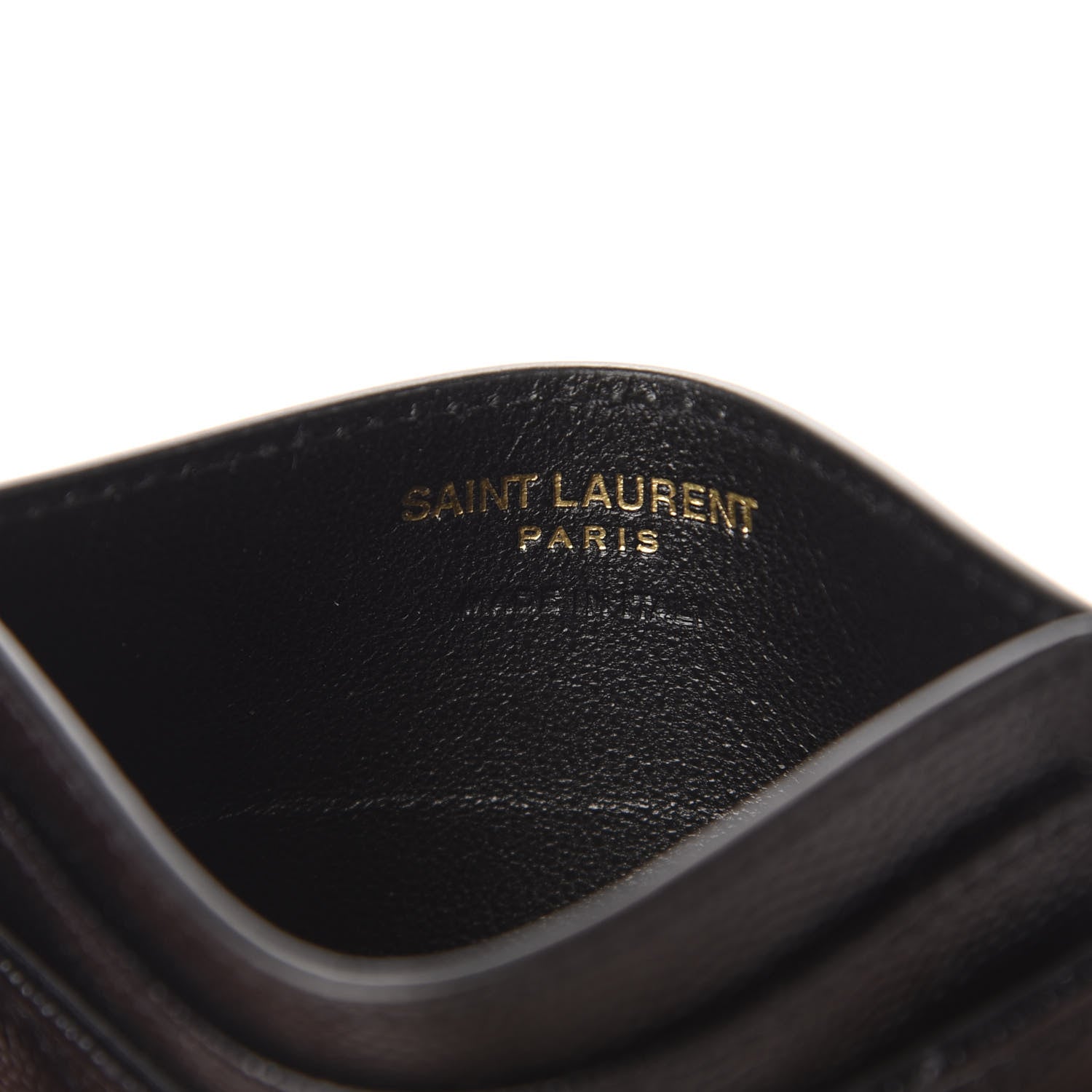 Saint Laurent Grain De Poudre Matelasse Chevron Monogram Credit Card Case Black 6 of 8