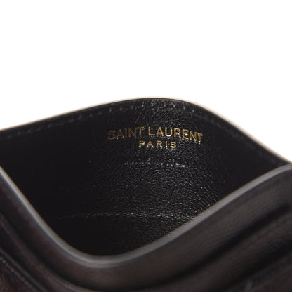 Saint Laurent Grain De Poudre Matelasse Chevron Monogram Credit Card Case Black 6 of 8