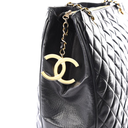 Chanel Lambskin Quilted Shopping Tote Black 10 of 12