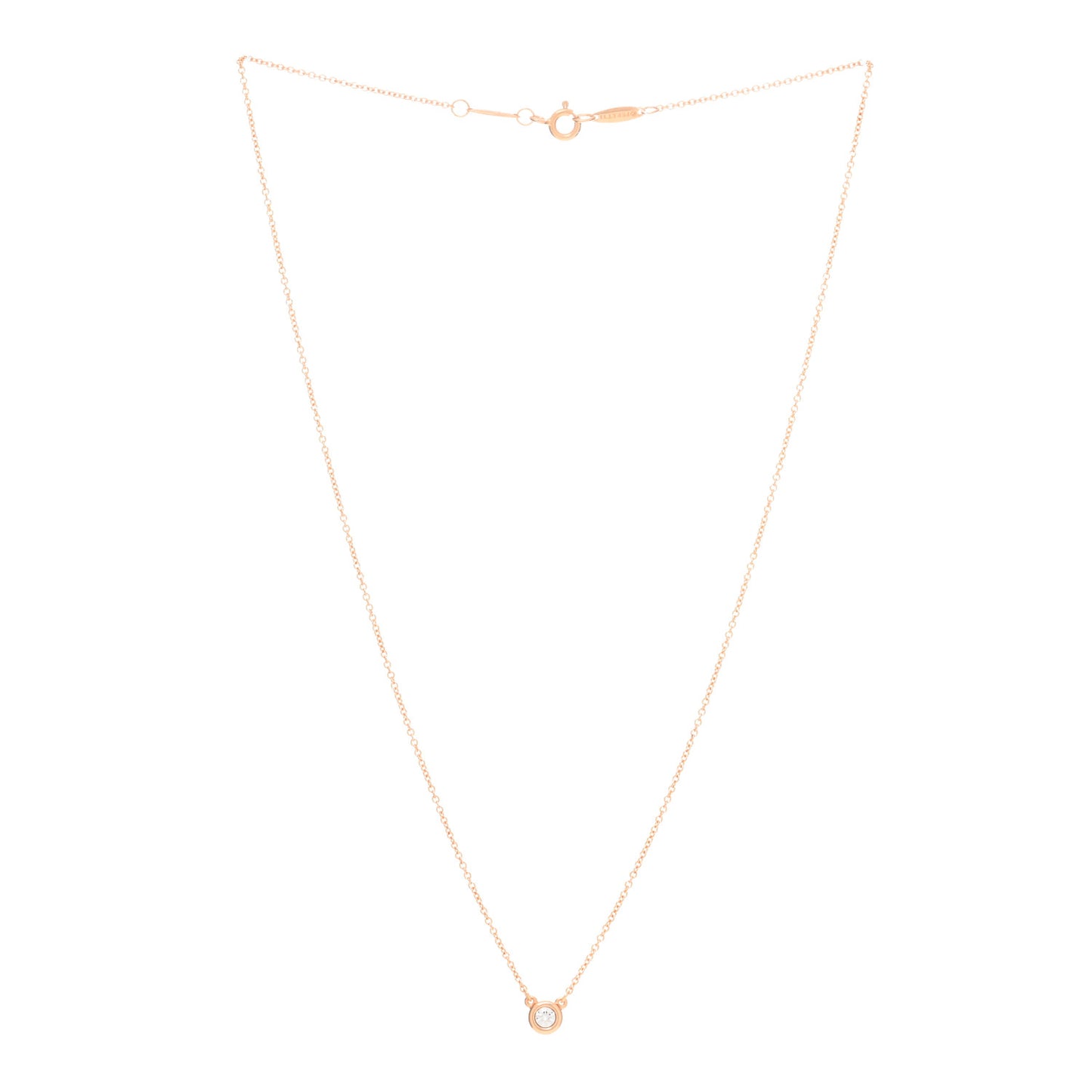 18K Rose Gold Diamond .10ct Elsa Peretti Diamonds by the Yard Pendant Necklace