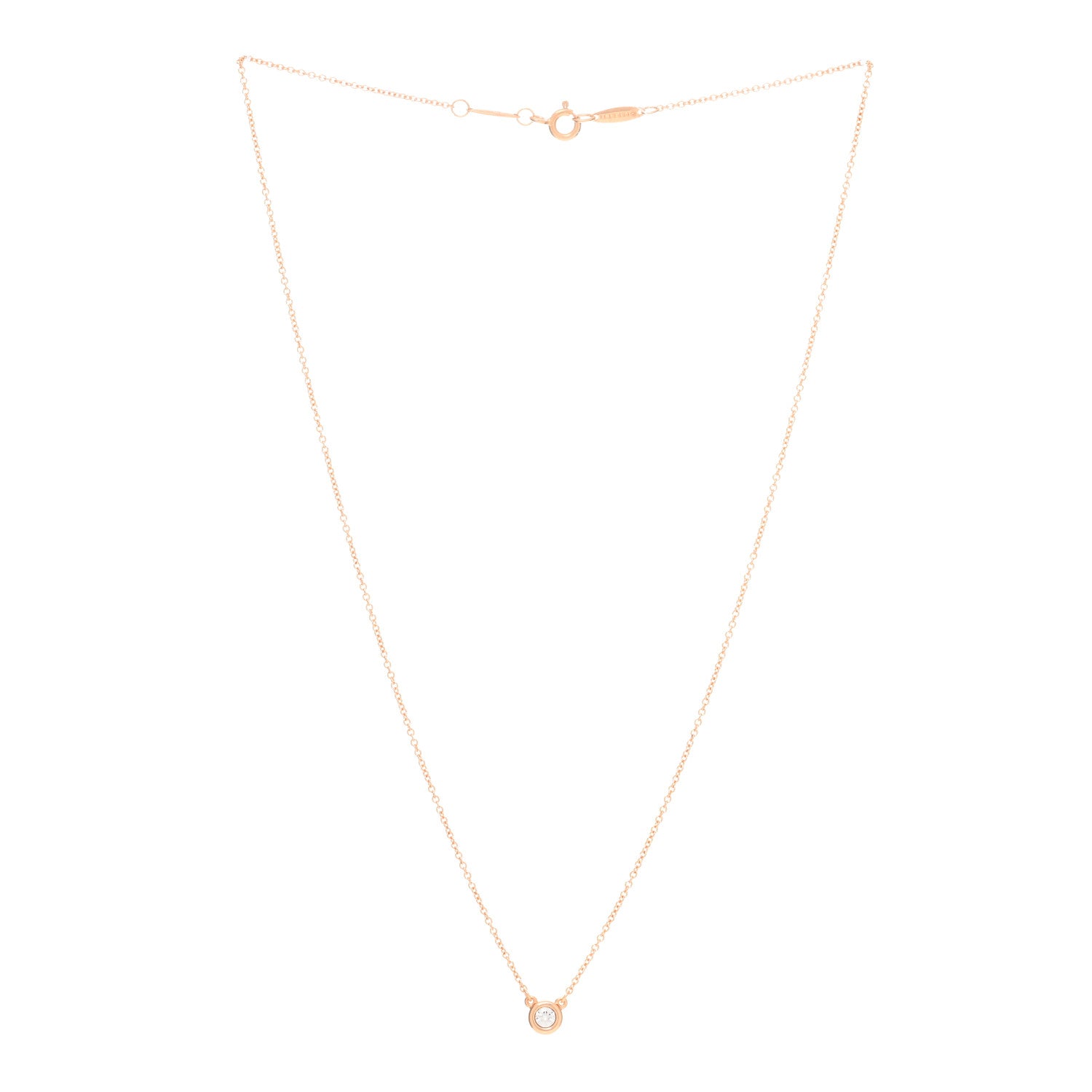 Tiffany 18K Rose Gold Diamond .10ct Elsa Peretti Diamonds by the Yard Pendant Necklace 2 of 4