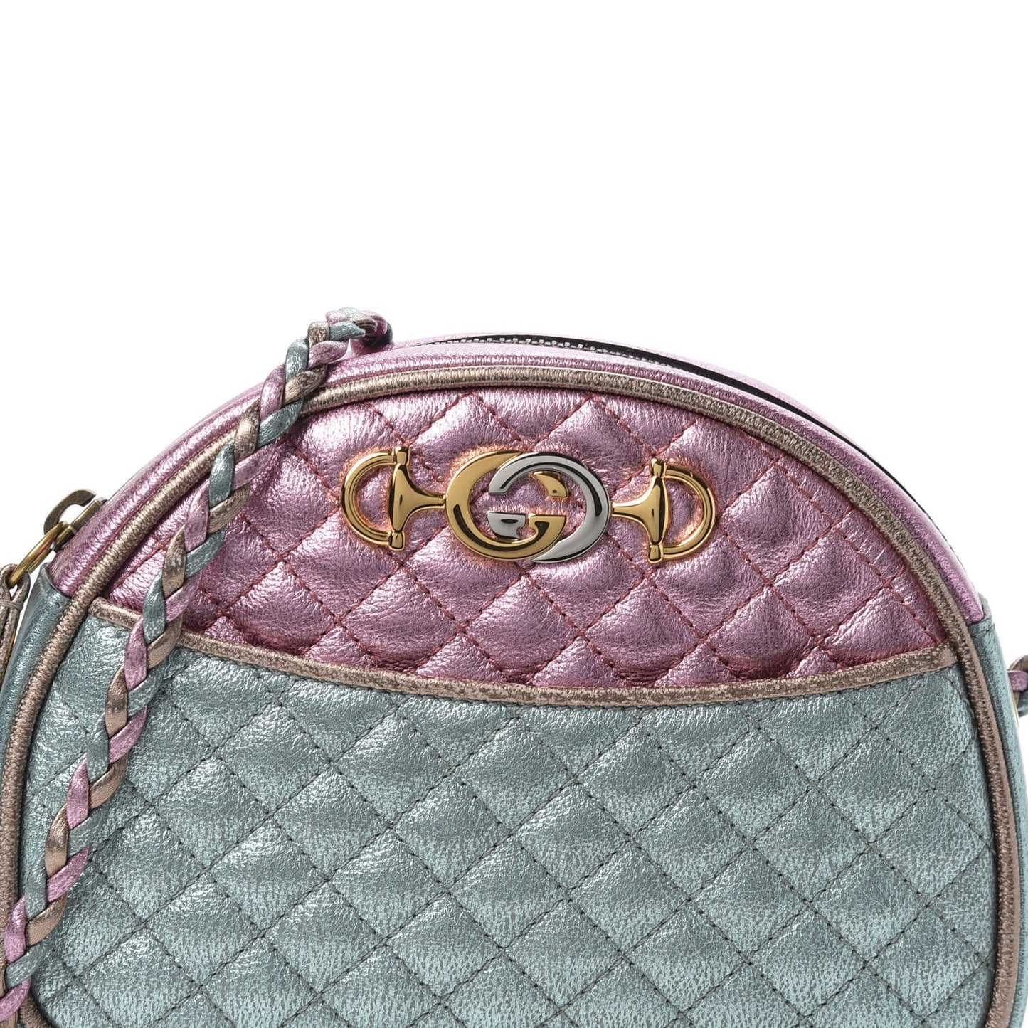 Laminated Nappa Trapuntata Mini Zumi Dome Shoulder Bag Rosa Lago Rame