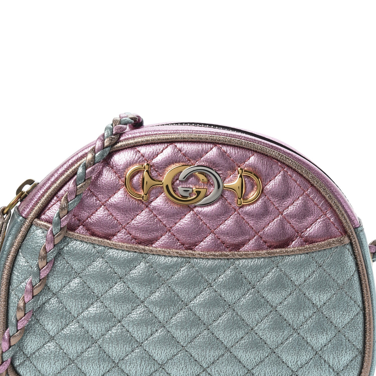 Gucci Laminated Nappa Trapuntata Mini Zumi Dome Shoulder Bag Rosa Lago Rame 9 of 9