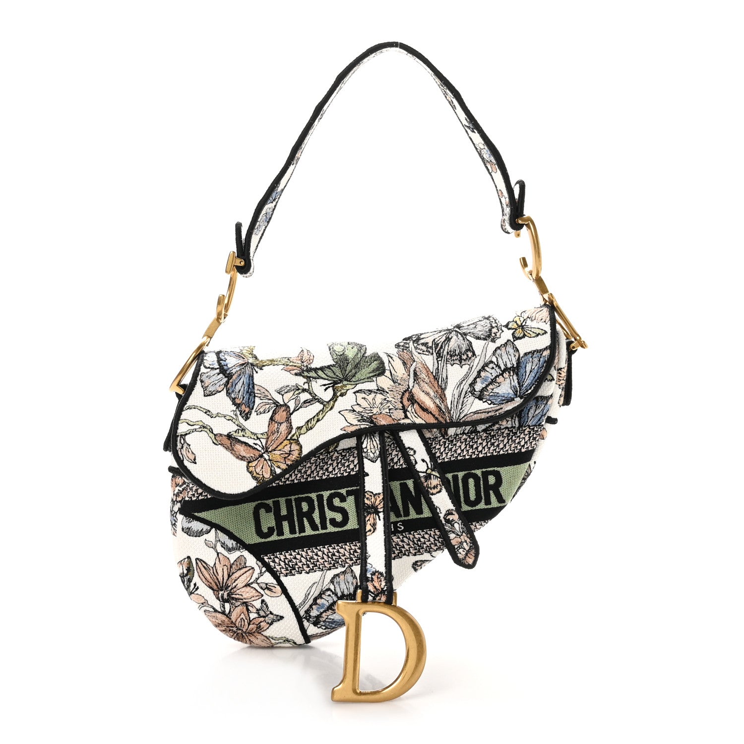 Christian Dior Canvas Toile Mexico Embroidery Saddle Bag White Multicolor 1 of 10